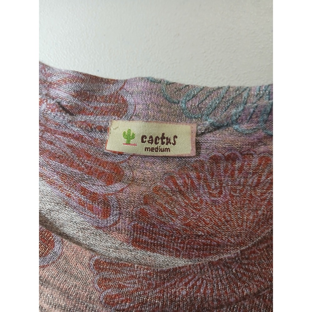 Cactus Artful Patchwork Print Sparkle Embellished… - image 9